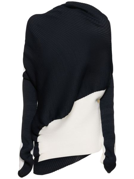 Satīna džemperis ar augstu apkakli džersija Issey Miyake balts