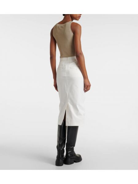 Βαμβακερή midi φούστα Max Mara λευκό