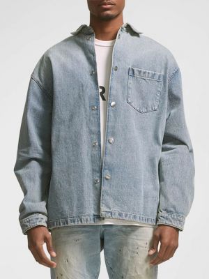 Мужская джинсовая куртка-рубашка на кнопках спереди PURPLE