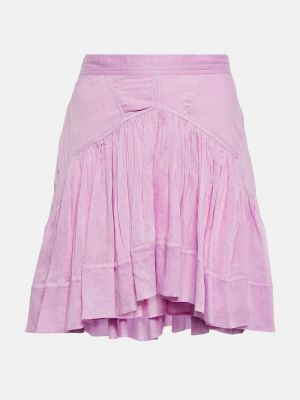 Jedwabna mini spódniczka bawełniana Isabel Marant różowa