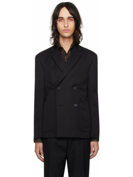 Черный двубортный пиджак Dries Van Noten, Black