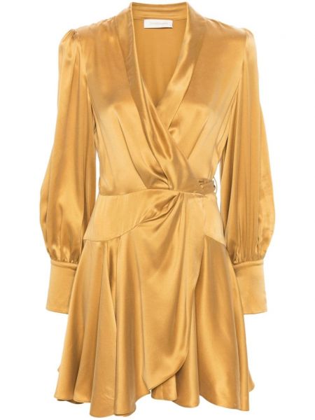 Svilena mini obleka Zimmermann rumena