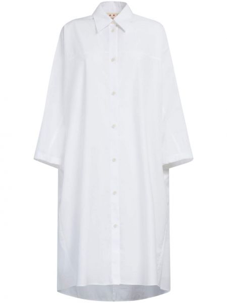 Robe longue en coton avec manches longues Marni blanc