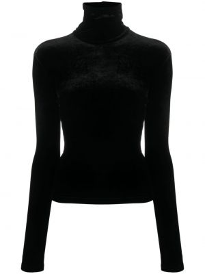 Žametna majica iz rebrastega žameta Saint Laurent črna