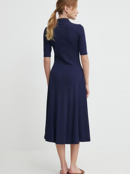 Sukienka midi bawełniana Lauren Ralph Lauren niebieska