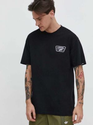 Czarna koszulka bawełniana z nadrukiem Vans