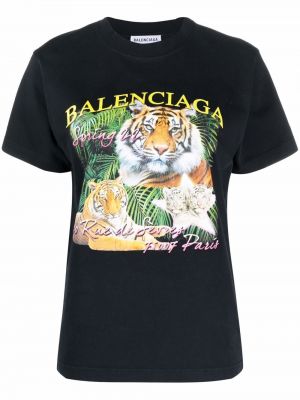 Tigerstripete trykt t-skjorte Balenciaga svart