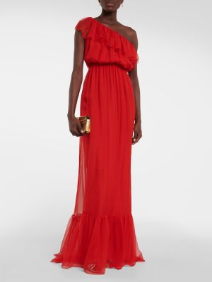 Jedwabna sukienka długa Gucci czerwona