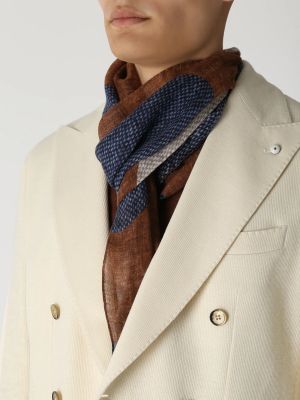 Льняной шарф с принтом L.b.m. 1911 коричневый