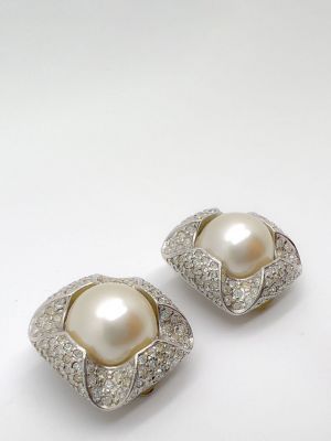 Auskarai su kristalais Jennifer Gibson Jewellery balta