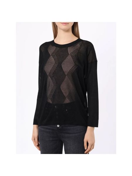 Jersey de tela jersey con estampado geométrico Gran Sasso negro