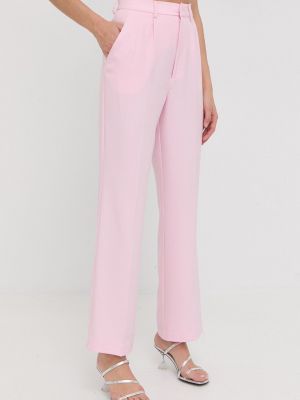 Bardot pantaloni femei, culoarea roz, drept, high waist