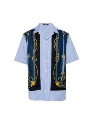 Koszula z krótkim rękawem Versace niebieska
