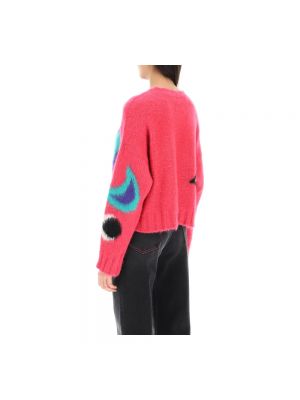 Moherowy pulower żakardowy Msgm różowy