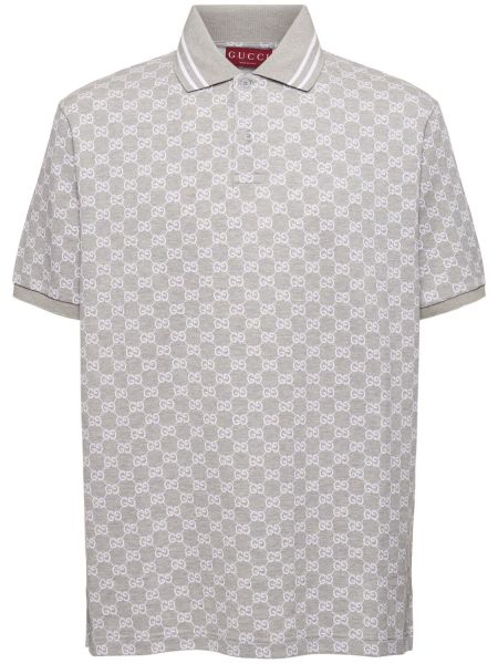 Poloshirt i bomuld i jacquard stof Gucci grå