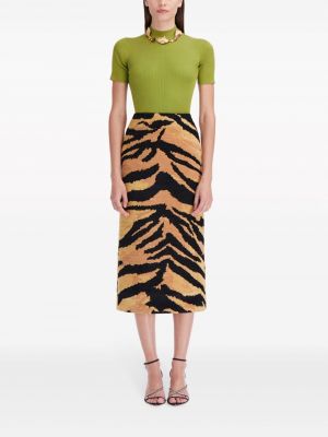 Žakárové midi sukně s tygřím vzorem Oscar De La Renta