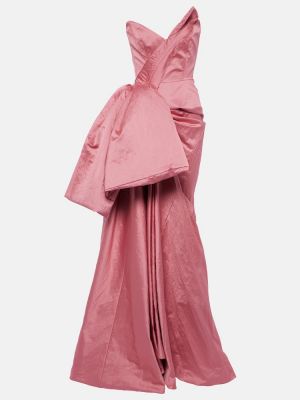 Bavlněné dlouhé šaty s mašlí Maticevski růžové