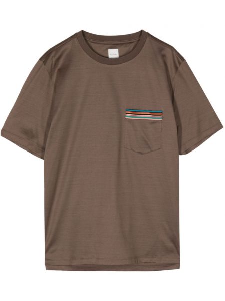 Svītrainas t-krekls ar kabatām Paul Smith brūns