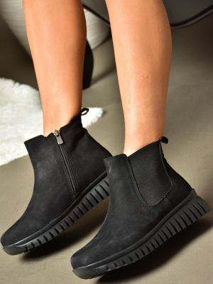Kožené členkové topánky z nubuku Fox Shoes čierna