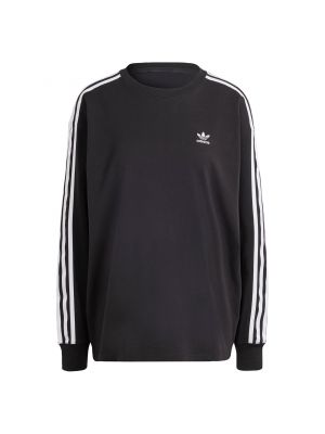 Chemise à rayures avec manches longues oversize Adidas noir