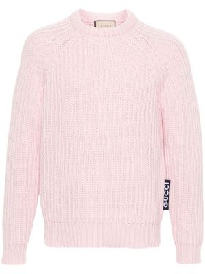 Sweter wełniany chunky Gucci różowy