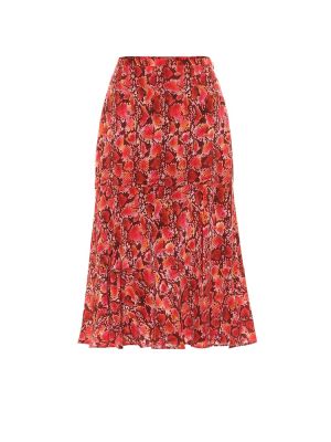 Svilena midi suknja s printom sa zmijskim uzorkom Altuzarra crvena