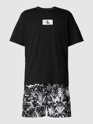 Piżama z nadrukiem Calvin Klein Underwear czarna