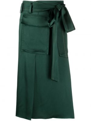 Сатенена миди пола с джобове Victoria Beckham зелено