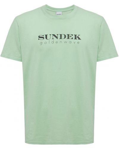 Хлопковая футболка с принтом Sundek Goldenwave, зеленый