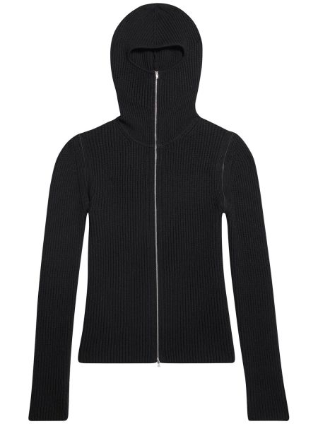 Zip yün hoodie Helmut Lang siyah