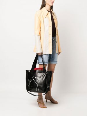 Shopper handtasche mit print Plan C schwarz