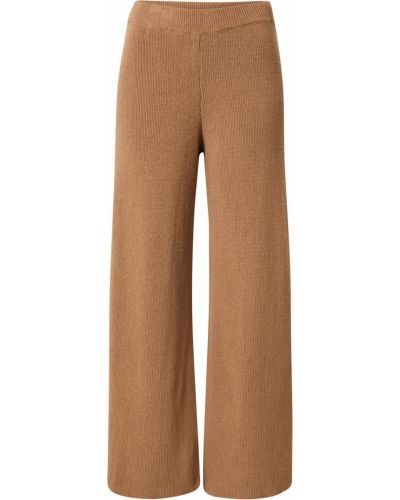 Jednofarebné bavlnené nohavice s vysokým pásom Nu-in - hnedá