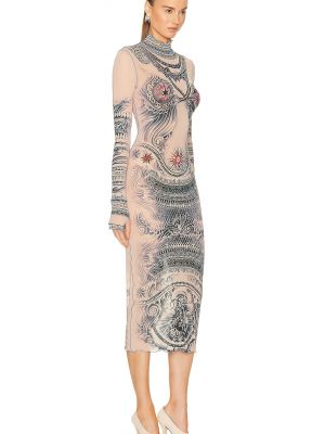 Длинное платье с принтом с длинным рукавом Jean Paul Gaultier