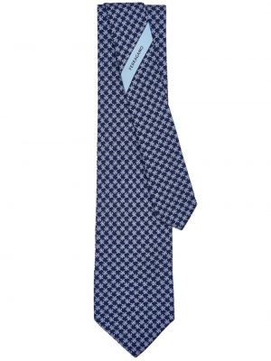 Svilena kravata s potiskom Ferragamo modra