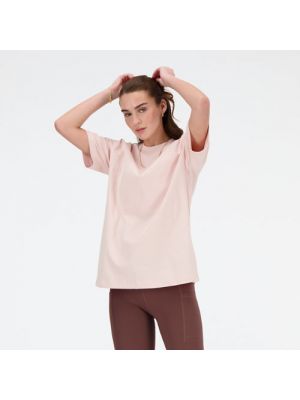 Jersey t-shirt aus baumwoll New Balance pink