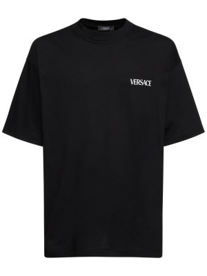 Džerzej bavlnené tričko Versace čierna
