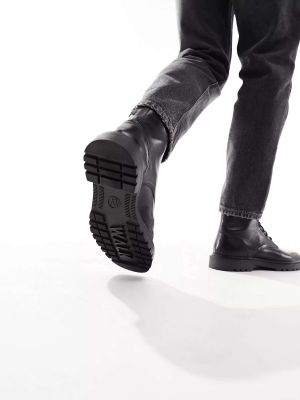 Кожаные ботинки на шнуровке Walk London черные