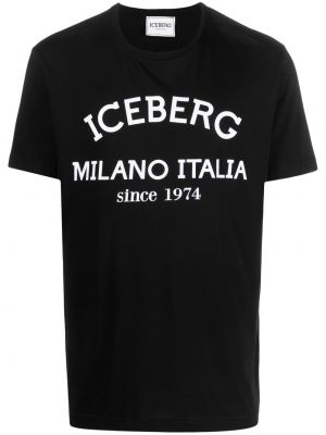Bavlnené tričko s potlačou Iceberg čierna