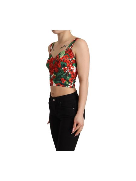 Crop top sin mangas con estampado Dolce & Gabbana rojo