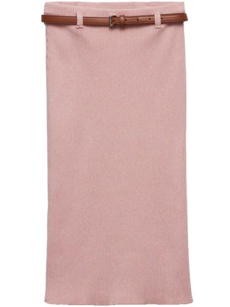 Jupe mi-longue en coton Prada rose