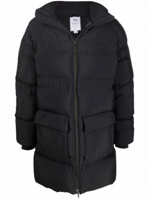 Пухено палто с качулка Y-3 черно