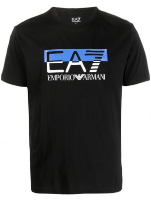 Βαμβακερή μπλούζα με σχέδιο Ea7 Emporio Armani μαύρο