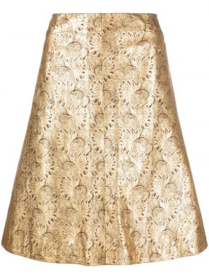 Kožená sukňa s paisley vzorom Chanel Pre-owned zlatá