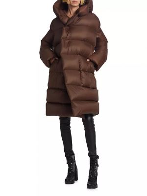 Пальто с капюшоном Rick Owens коричневое