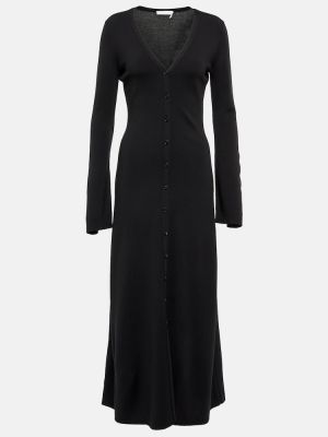 Sukienka długa na guziki wełniana puchowa Chloã© czarna