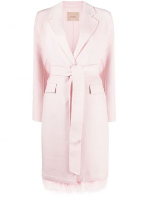 Woll mantel mit federn Twinset pink