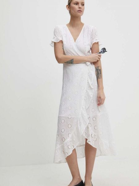 Памучна рокля Answear Lab бяло
