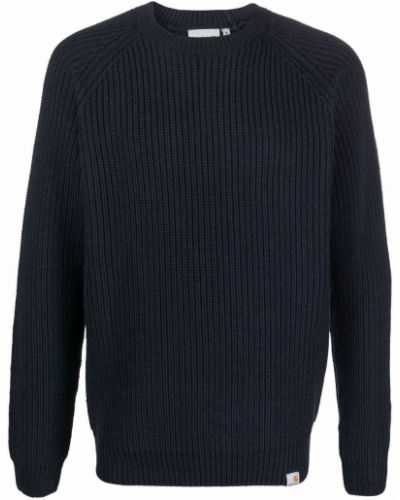 Плетен пуловер с кръгло деколте Carhartt Wip синьо