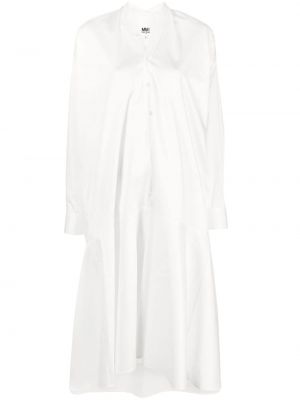 Асиметрична памучна рокля тип риза Mm6 Maison Margiela бяло