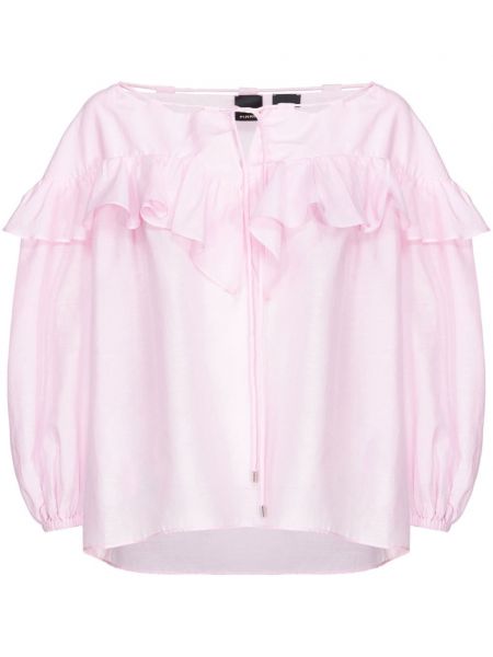 Памучна копринена блуза Pinko розово